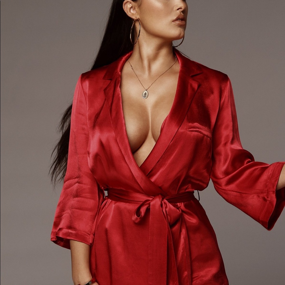 JLUXLABEL Red Hathaway Silk Kimono